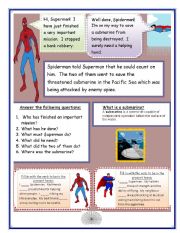 English Worksheet: Spiderman and Superman!