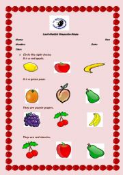 English Worksheet: fruits