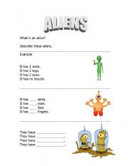 English Worksheet: Aliens!