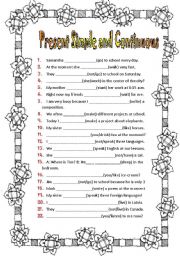 English Worksheet: Present Simple&Present Continuous with a KEY