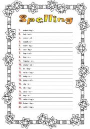 English Worksheet: How to add different endings (ing/ed/er/est/s) + KEY