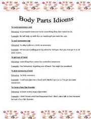 English Worksheet: body idioms worksheet