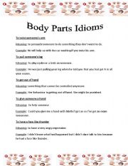 body idioms worksheet