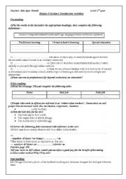 English Worksheet: module 5 section 1introductory activities