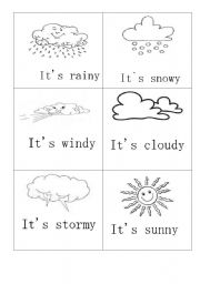 English Worksheet: MINIFLASHCARDS- WEATHER-