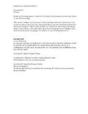 English Worksheet: Phrasal Verb Lesson Plan