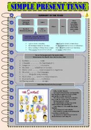 English Worksheet: SIMPLE PRESENT TENSE INCLUDING VARIOUS TASKS