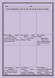 English Worksheet: Present continuous descriptions