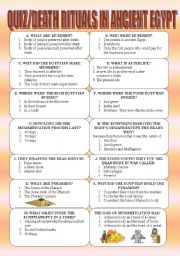 English Worksheet: QUIZ/DEATH RITUALS IN ANCIENT EGYPT/KEY