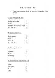 English worksheet: Self-Assessment Chart