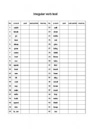 English Worksheet: Irregular verb test 