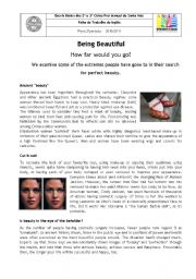 English Worksheet: Being Beautiful