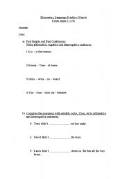 English worksheet: Elementary Language Practice - units 12 to 19 TEST