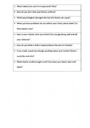 English worksheet: Family Questions