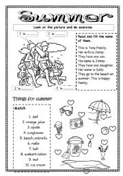 English Worksheet: Summer