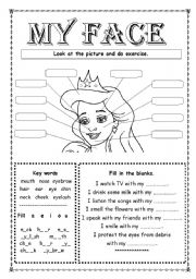 English Worksheet: My Face