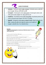 English Worksheet: kinds of sentences