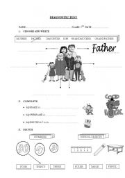 English Worksheet: DIAGNOSTIC TEST (3RD PRIMARY)