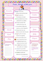 English Worksheet: Poem, Months of the year