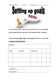 English Worksheet: Setting up goals