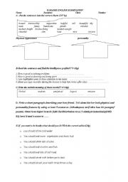 English Worksheet: 8th Grade