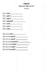 English worksheet: Animals