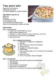 English Worksheet: Tuna pasta bake recipe