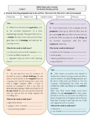 English Worksheet: Work