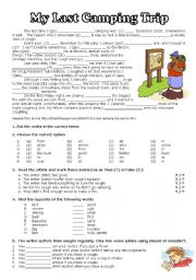 English Worksheet: My Last Camping Trip