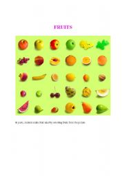 English Worksheet: FRUITS