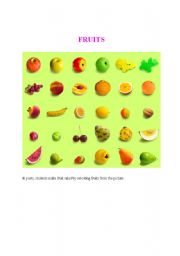 English worksheet: FRUITS