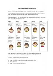 English Worksheet: discussion game: lost island