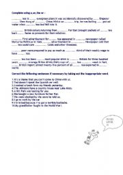 English worksheet: articles