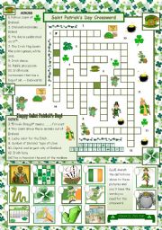 English Worksheet: St. Patricks Day Crossword - with answers