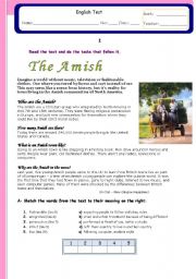 English Worksheet: The Amish