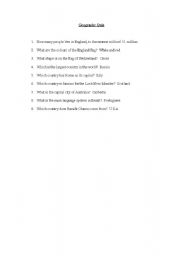 English Worksheet: Geography quiz