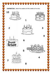 English Worksheet: birthday candles-numbers