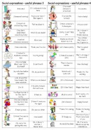 English Worksheet: Social expressions - useful phrases 3 & 4 (new version)