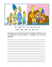 English Worksheet: Comparison, The Simpsons Family.