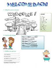 English Worksheet: Welcome back!