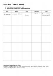 English Worksheet: Whats In My Bag