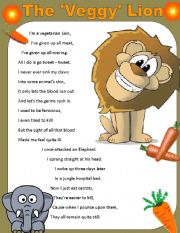 English Worksheet: THE VEGGY LION