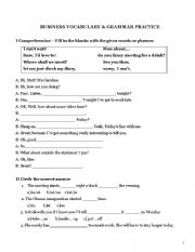 English Worksheet: Business Vocabulary and Grammar Practice