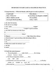 English worksheet: Business Vocabulary and Grammar Practice