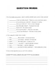 English worksheet: Question words/Making questions