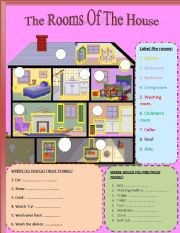 English Worksheet: THE ROOMS OF THE HOUSE