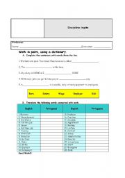 English worksheet: Work Related Vocabulary