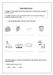 English Worksheet: long vowels