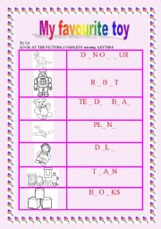 English worksheet: My favourite toy  -  5     exercises to teach about toys.KEY included 