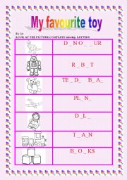 English Worksheet: My favourite toy  -  5     exercises to teach about toys.KEY included 